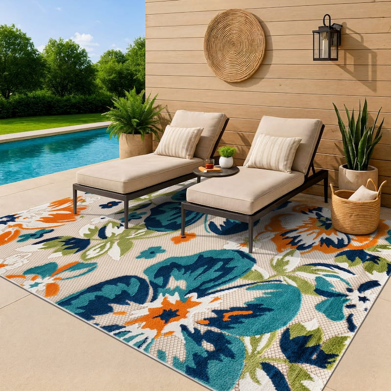 Bergamo Contemporary Floral Indoor/Outdoor Area Rug - 4' X 6' - Multi