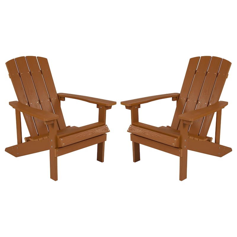 Outdoor All-Weather Poly Resin Wood Adirondack Chairs (Set of 2)