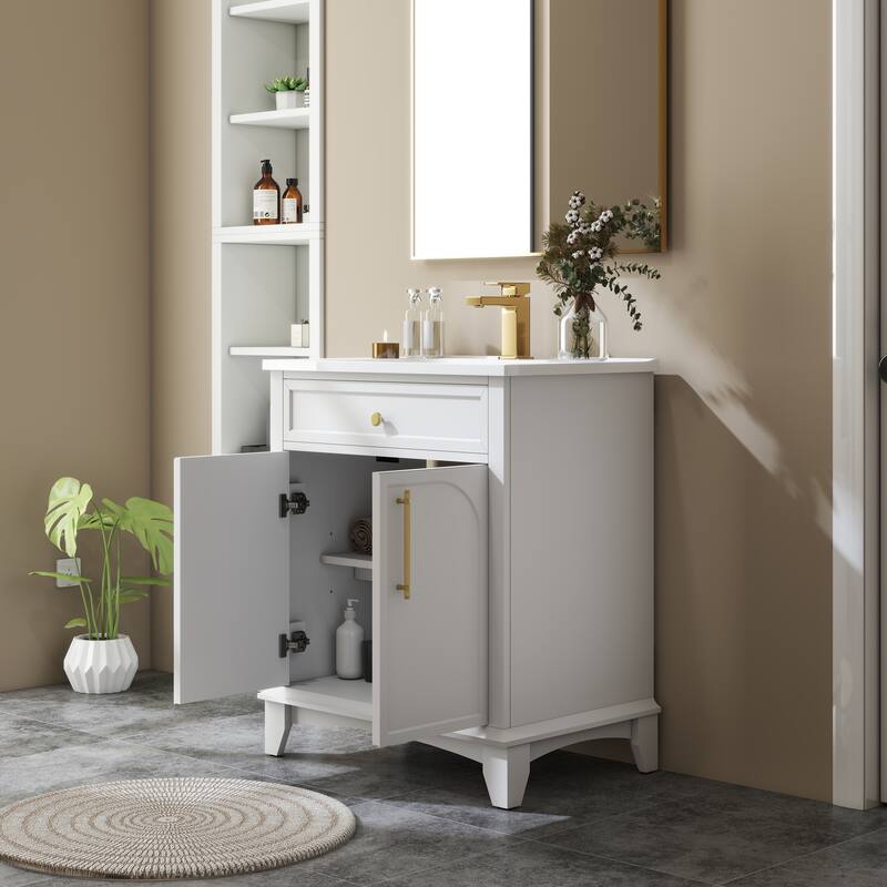28" Freestanding Bathroom Vanity Cabinet with Sink