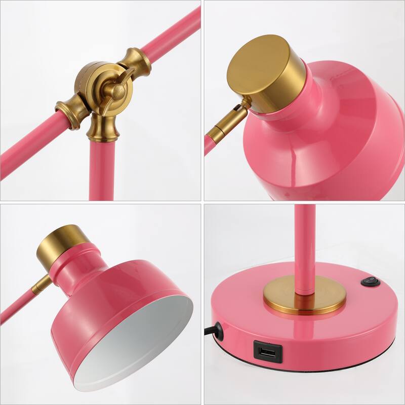 Odile 18.5" Classic Farmhouse Adjustable Cantilever LED Task Lamp with USB Charging Port, by JONATHAN Y
