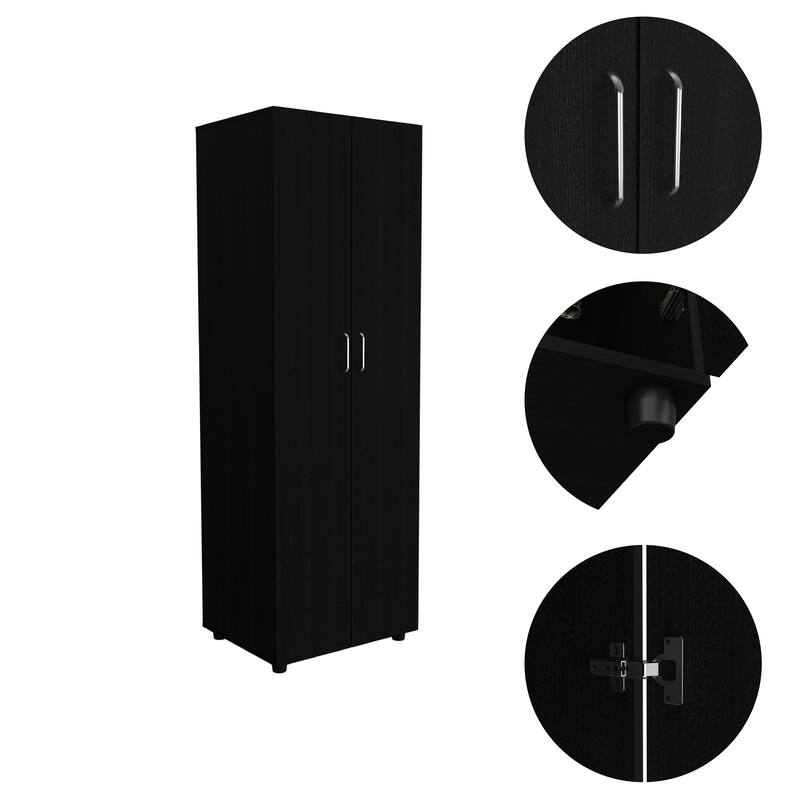 2-Shelf Rectangle Armoire - Black