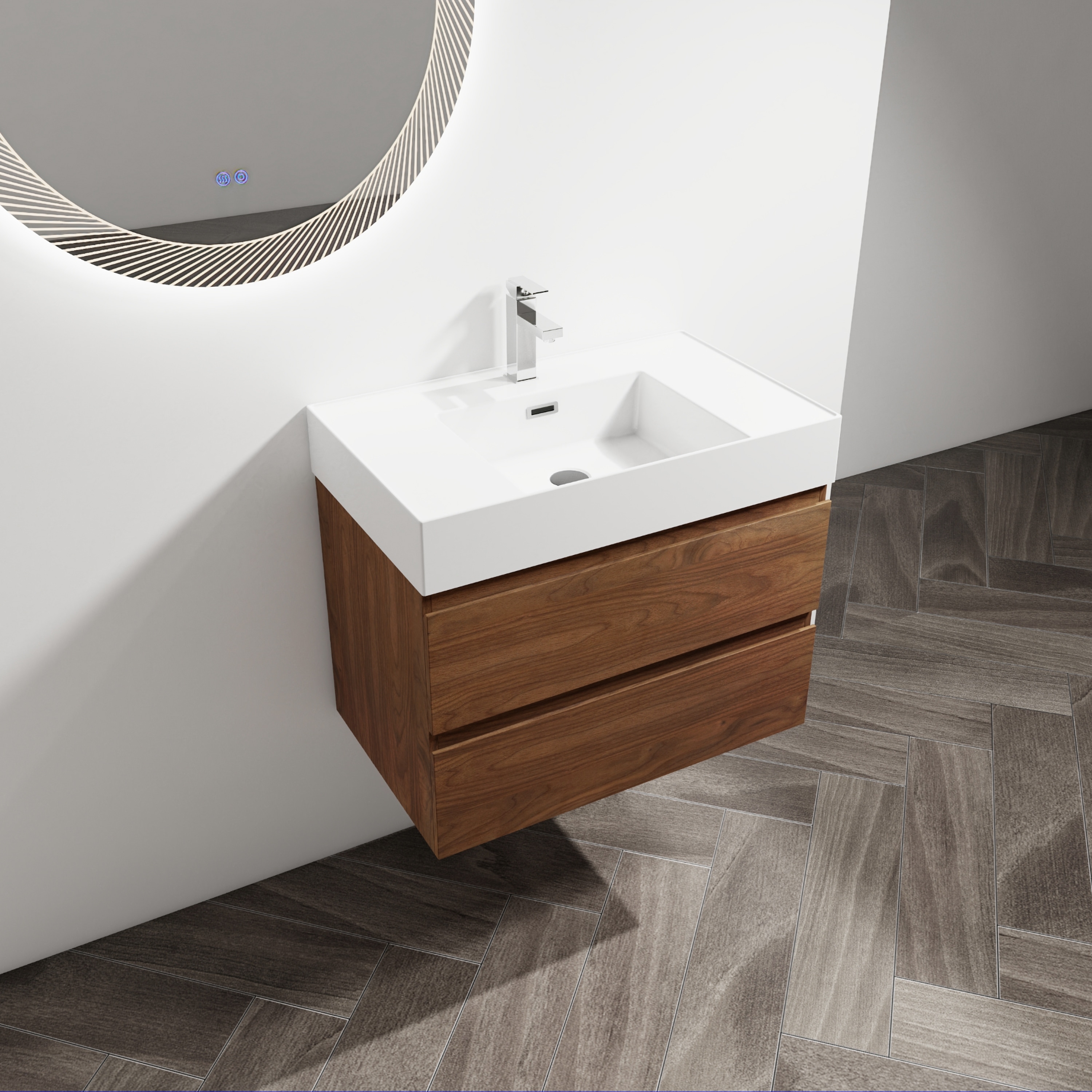 Wall-Mounted Bathroom Vanity With Resin Sink