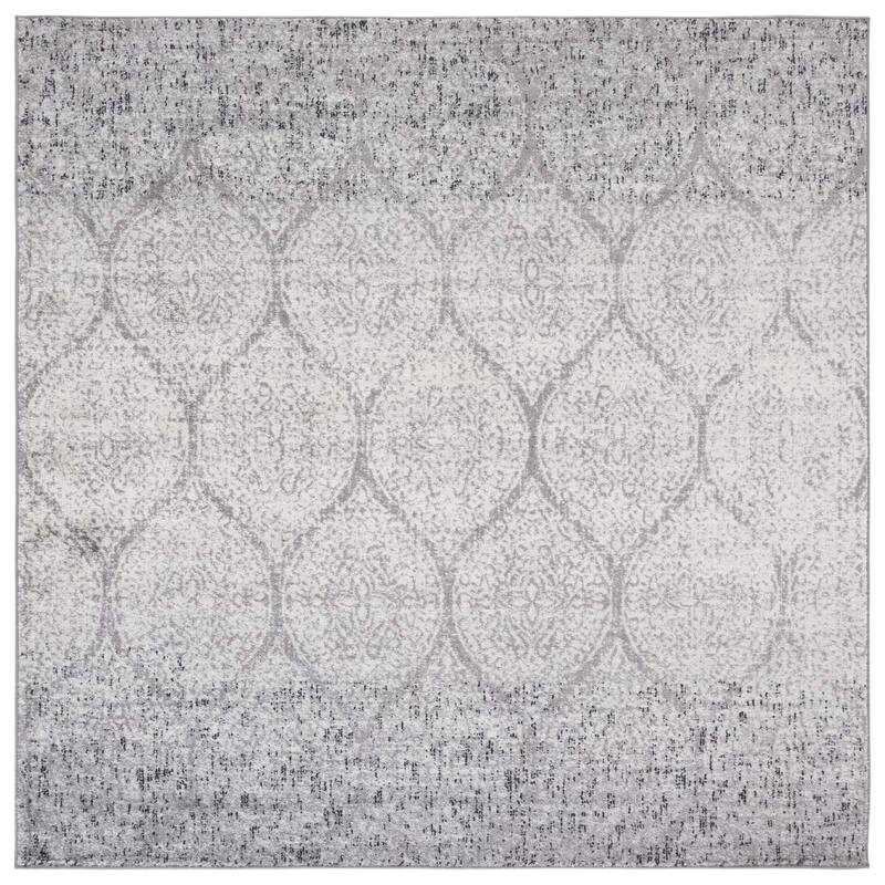 SAFAVIEH Madison Gesa Boho Chic Ogee Trellis Rug - 5'3" x 5'3" Square - Grey/Ivory