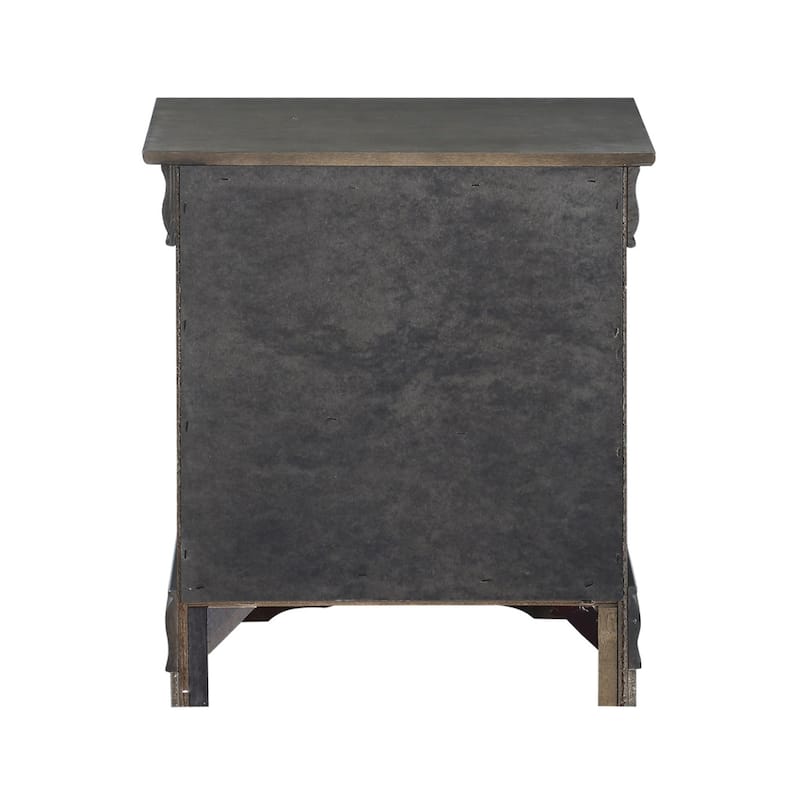 Traditional Style Wooden Nightstand with Two Drawers and Metal Handles, Dark Gray