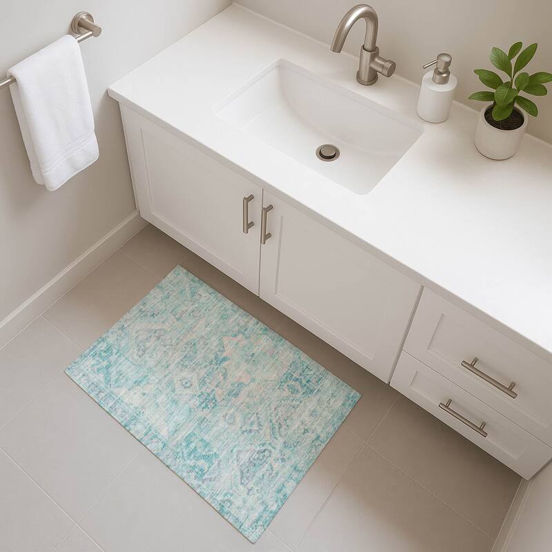 Premium Washable Super Soft Boho Global Mayfield Rug - Teal - 1'8" x 2'6"