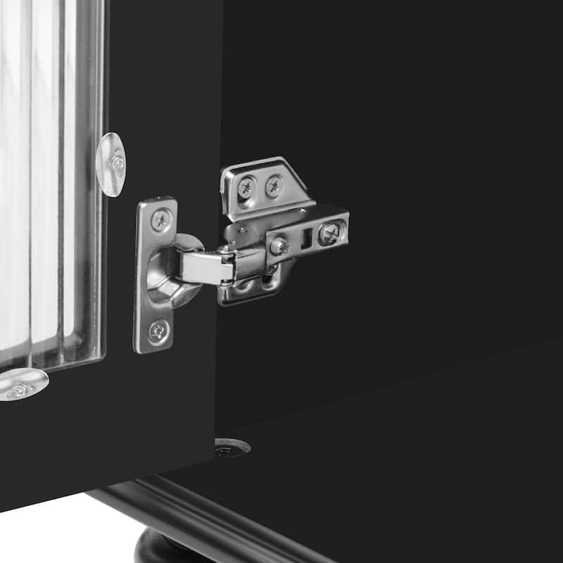 68.9" TV Stand for TVs up to 75 Inches, Entertainment Center Media Console with Fluted Glass Doors and Five Solid Wood Legs