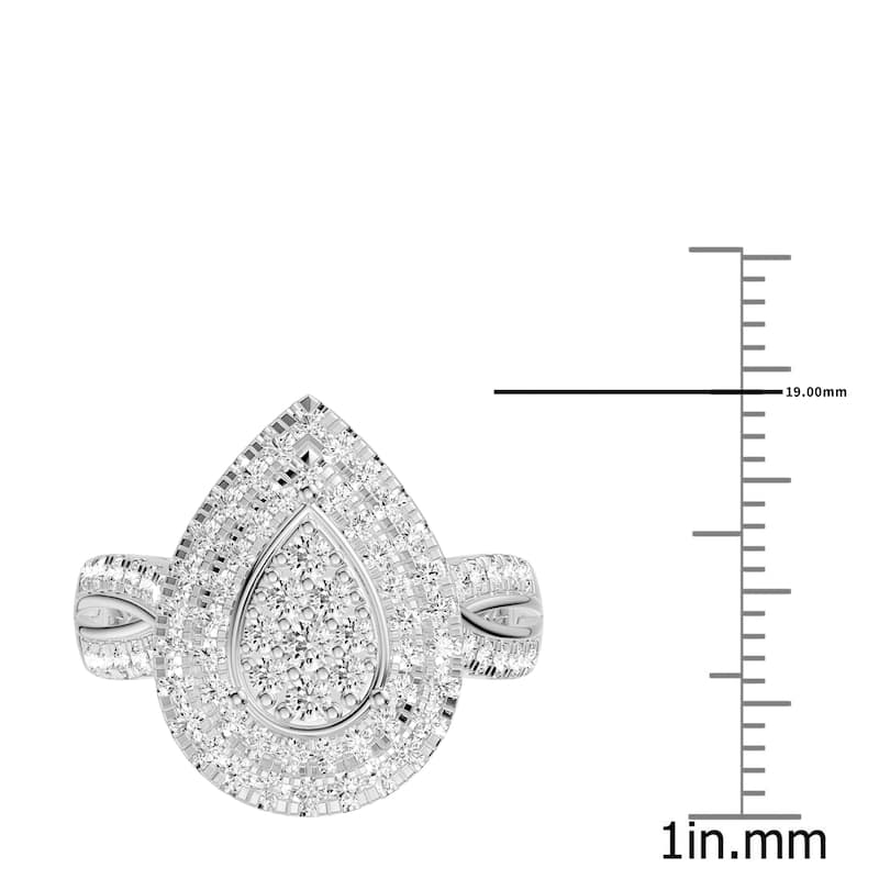 AEON Aurelia Radiance Pear 1.00ct Lab Grown Diamond Cluster Double Halo Ring