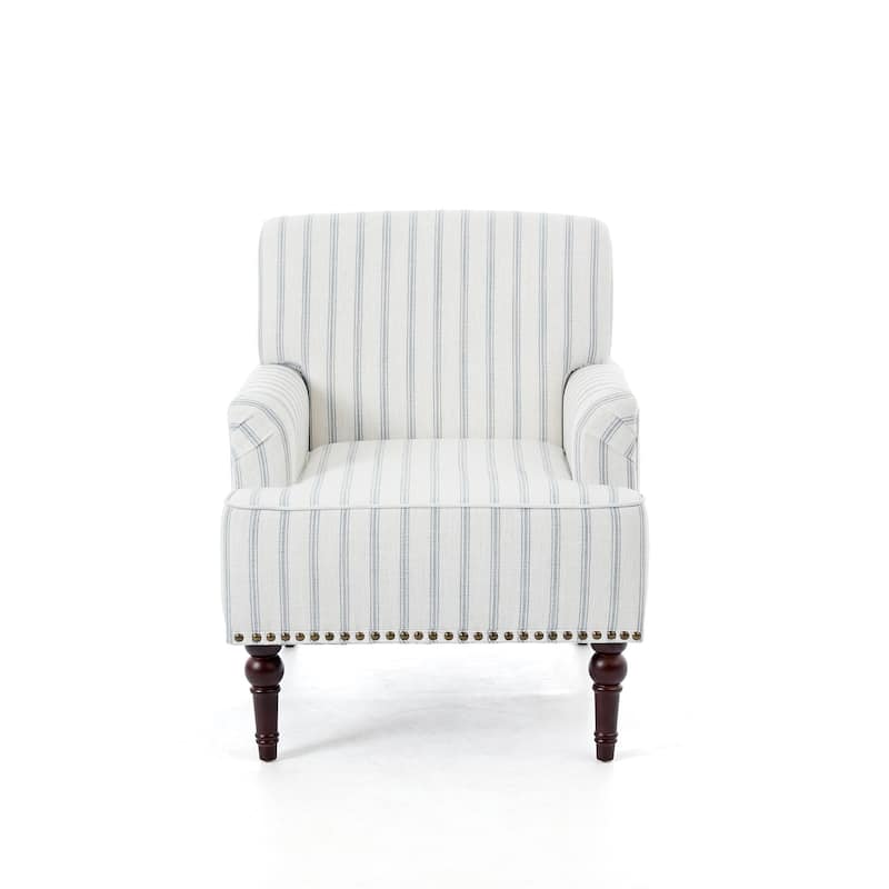 Linen Accent Chairs Nailhead Trim Armchairs with Wooden Legs