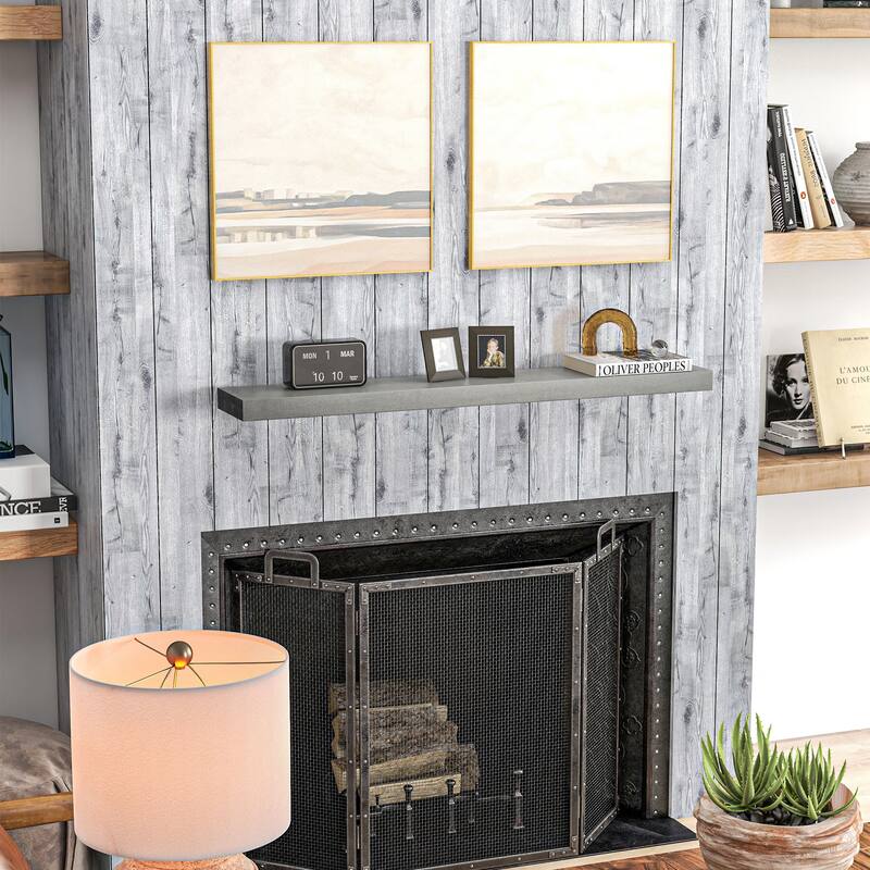 Wall Mounted Floating Shelf Solid Wood Rustic Wood Grain Design - 48" W x 7.75" D x 2" H