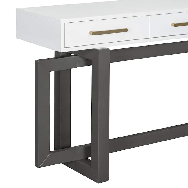 57" MDF Console Table with Three Drawers for Entryway, Hallway, Living Room