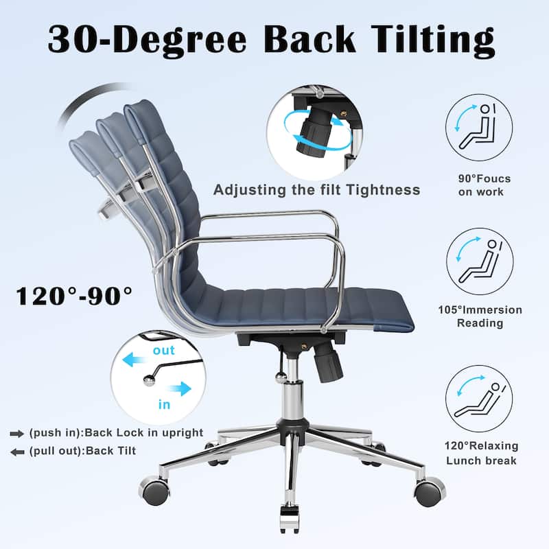 CAROCC Ribbed Computer Office Chair Swivel Lift tilt function Ergonomic Premium Leather Desk Armchair