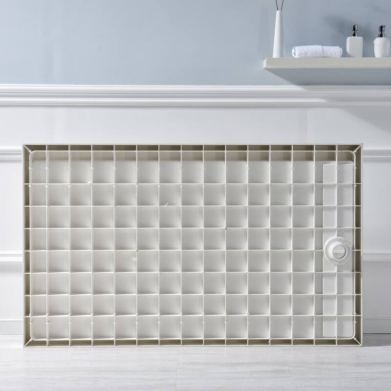 Alexander 60 in. L x 32 in. W Alcove Shower Pan Base with Left Drain in Glossy White Marine Acrylic