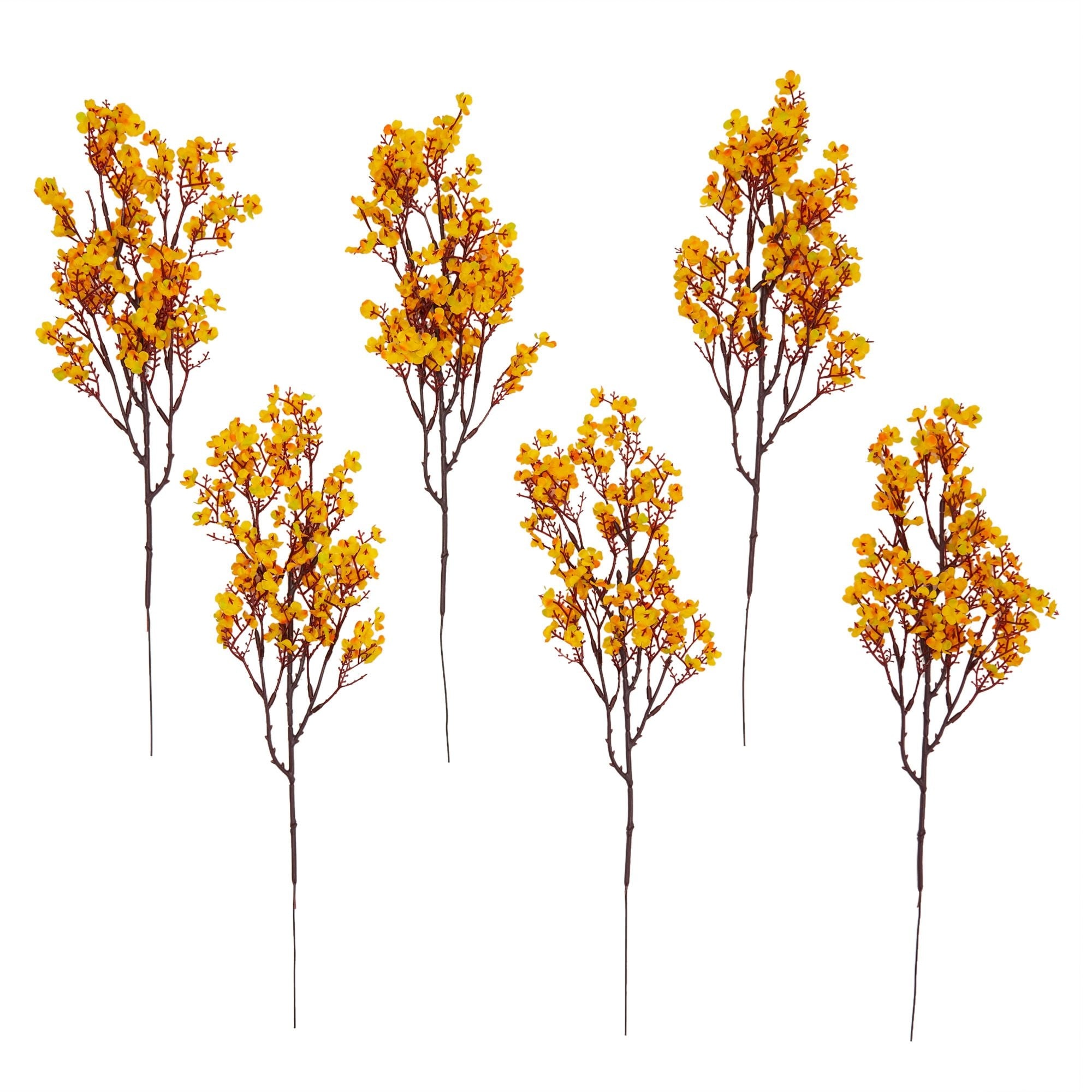 Silk Artificial Baby's Breath Flowers with Stem, Orange Babies Breath  Bouquets (20 In, 6 Pack)