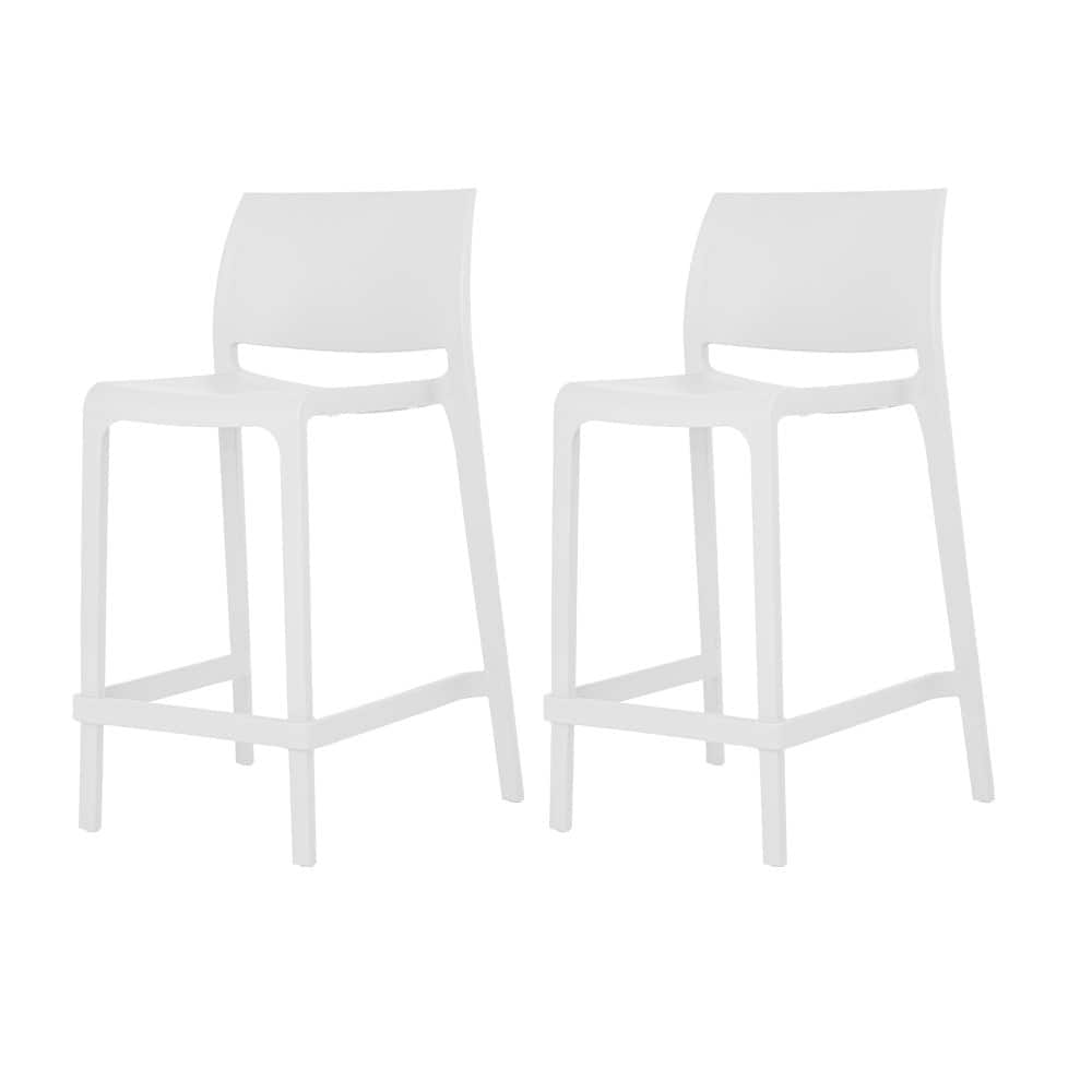 Sensilla Resin Stackable Counter-height Bar Stools, Set of 2