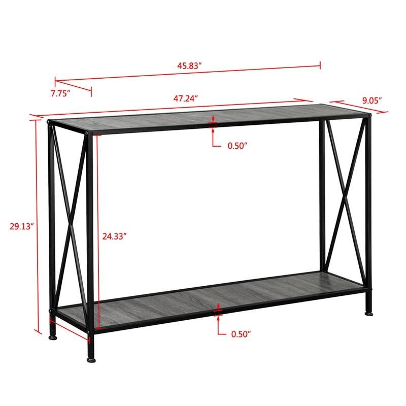 Porch & Den Spreadborough Black/ Grey 1-shelf X-design Console Table
