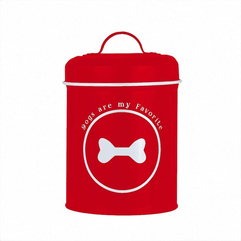 Amici Pet Dogs Favorite Metal Food Canister Medium - 64oz - 64oz - Red