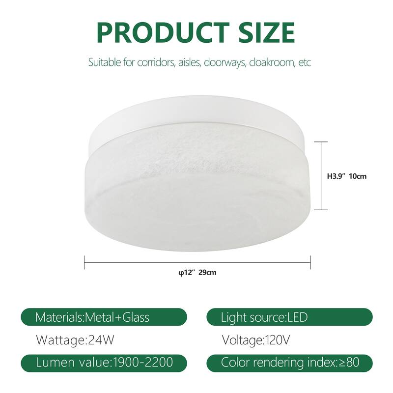 12 Inch LED Ceiling Light, 24W Flush Mount Ceiling Light,Round Low Profile Ceiling Lights for Bedroom, Living Room