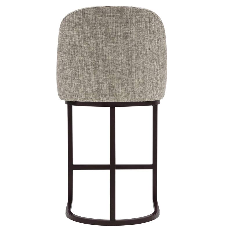 Leick Home Upholstered Barrelback Counter Stool with Metal Base