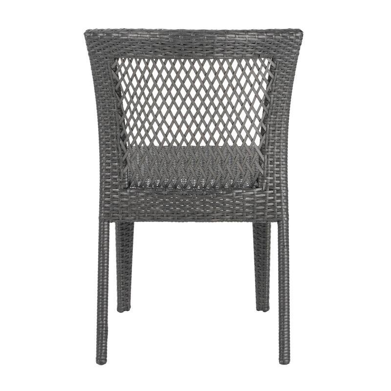 Roomfitters Set of 2 Stackable Outdoor Dining Chairs, Diamond-Mesh PE Wicker with Iron Frame