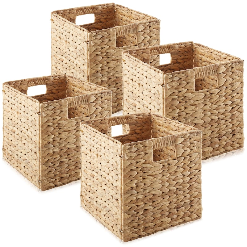 13 x 13in Water Hyacinth Storage Baskets Set of 2 - Natural - 4-Pack