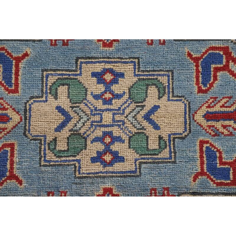 Hand Knotted Oriental 100% Wool Carpet Traditional Geometric Peach Kazak Area Rug - 9' 9'' X 6' 8''