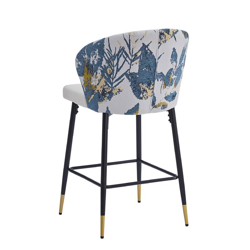 Counter Height Bar Stools Set of 2, Upholstered Armless Bar Chairs with Footrest, Kitchen Island Chair with Metal Frame