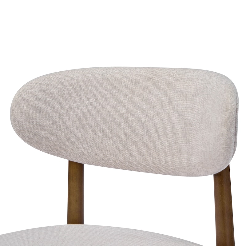 Christopher Knight Home - Draven Upholstered Side Chairs with Walnut wood frame and Curved Back（Set of 2）