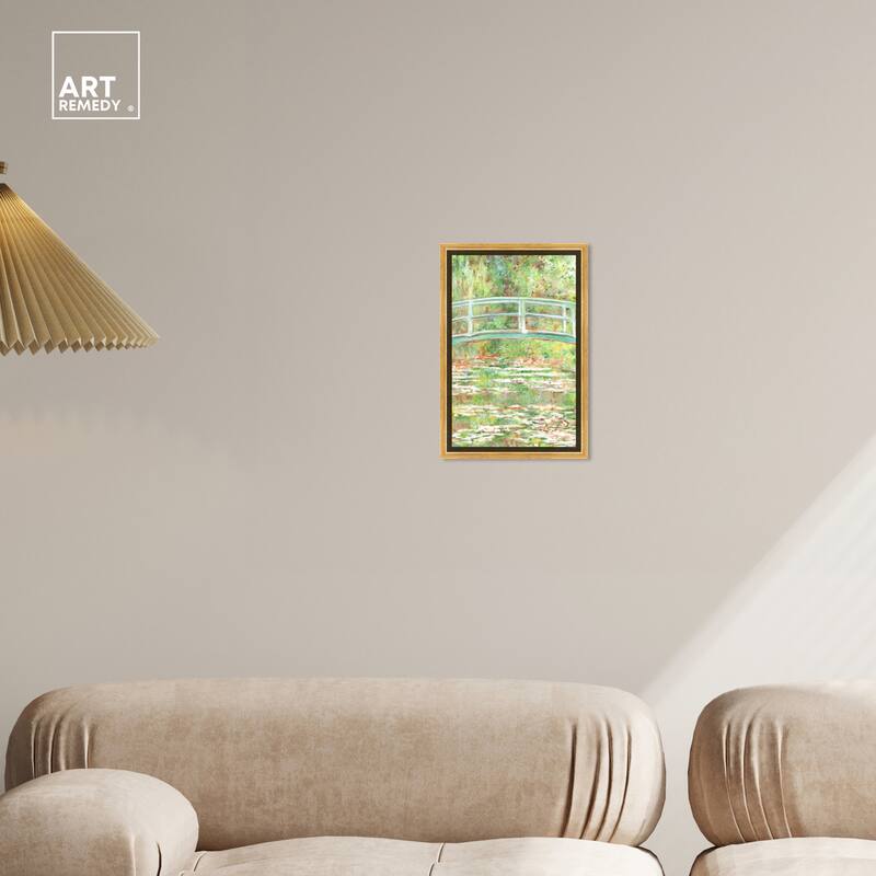 Art Remedy The Garden Framed Impressionism 1 Piece Canvas Wall Art /Monet And Van Gogh Inspired Art