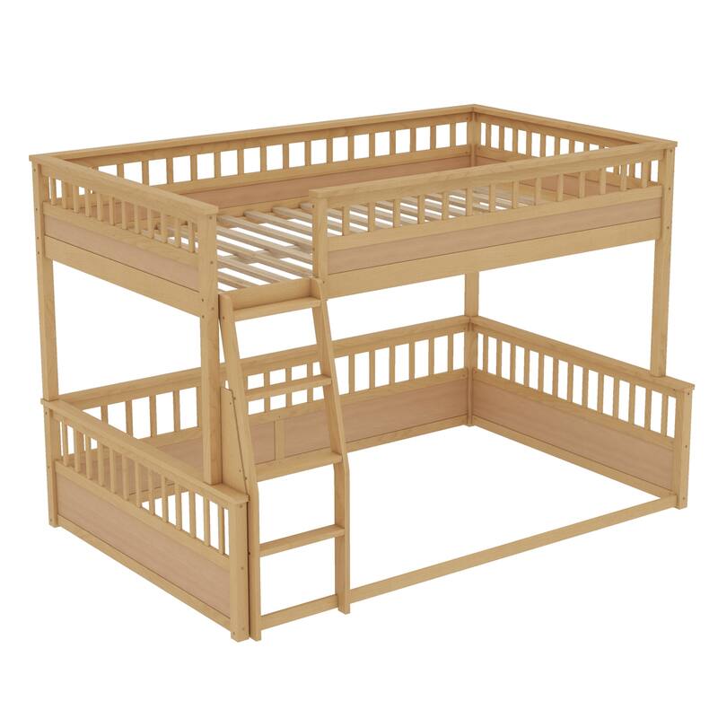 Full XL over Queen Bunk Bed with Ladder and Guardrails, White