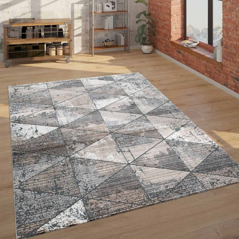 Modern Rug For Living Room Geometric Design with 3D pattern In Beige - 2'8" x 4'11"