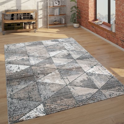 Modern Rug For Living Room Geometric Design with 3D pattern In Beige