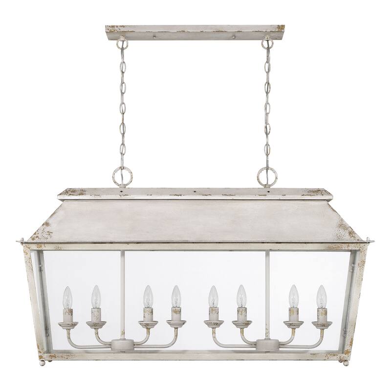 Golden Lighting Abingdon 8-light Island Light in Antique Ivory - Silver