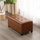 preview thumbnail 1 of 8, Adeco 31" Faux Leather Tufted Storage Ottoman Bench - Brown - 30.7"X15.5"X15.1" Brown