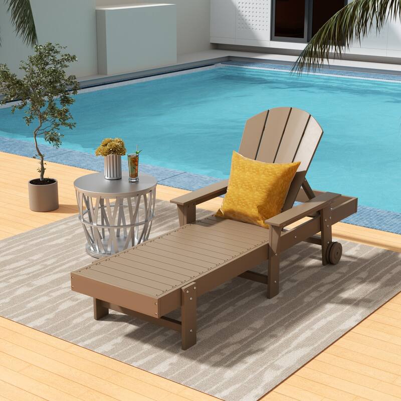 Polytrends Laguna Hdpe All Weather Outdoor Patio Pool Reclining Chaise Lounge With Arms And Wheels