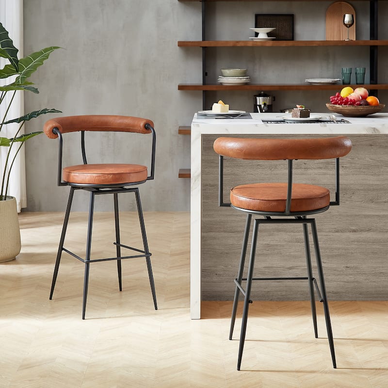 Art Leon Faux Leather Upholstery Swivel Barstool