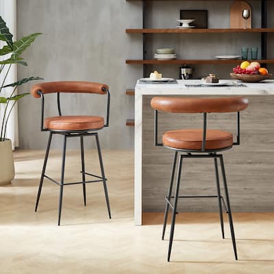 Art Leon Faux Leather Upholstery Swivel Barstool