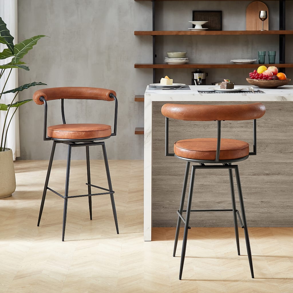 Art Leon Faux Leather Upholstery Swivel Barstool