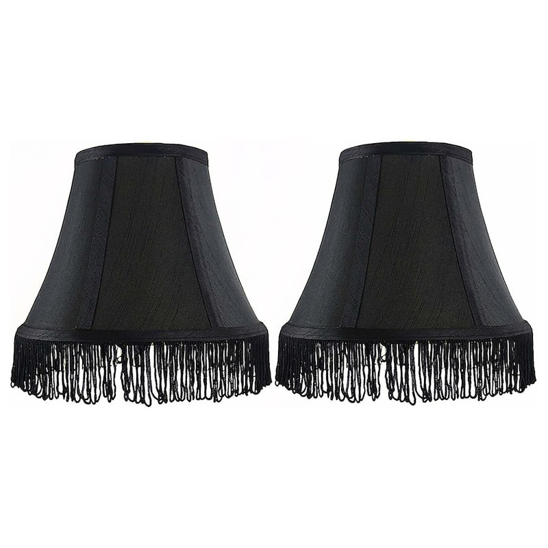 7" Silk Bell Lamp Shade - Set of 2 - Black, Black