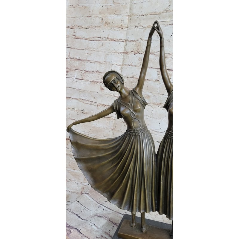 Chiparus Gemini Twin Russian Dancers Art Deco Sculpture Statue On Marble Base