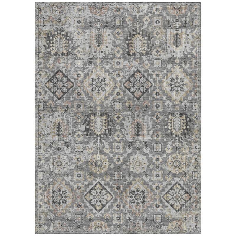 HomeRoots Floral Medallion Traditional Rectangle Outdoor Rug