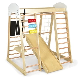 Costway Indoor Playground Climbing Gym Kids Wooden 8 in 1 Climber - See Details