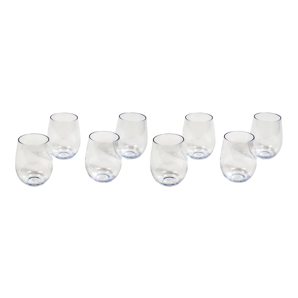 Tritan Montana Stemless Drinkware Set, Clear, 18 Oz, Set of 8