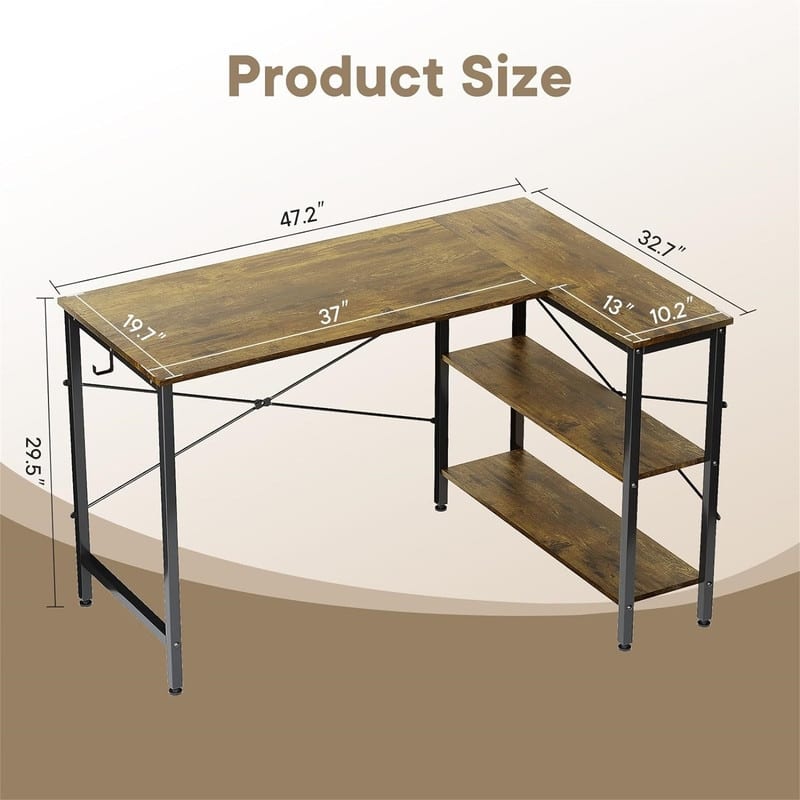 47 Inch Small L Shaped Computer Desk
