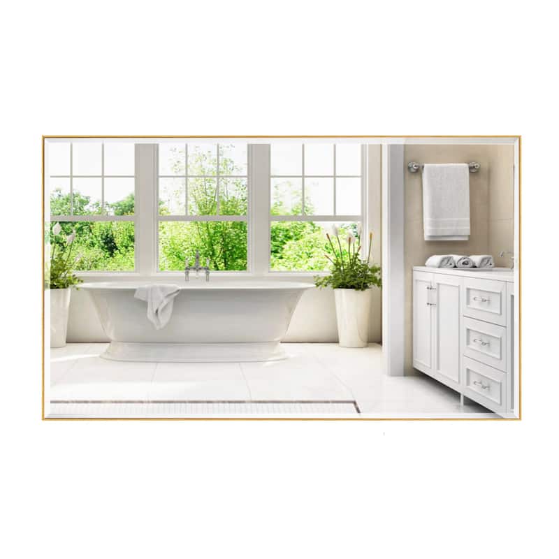 Rectangle Metal Framed Beveled Edge Bathroom Vanity Mirror