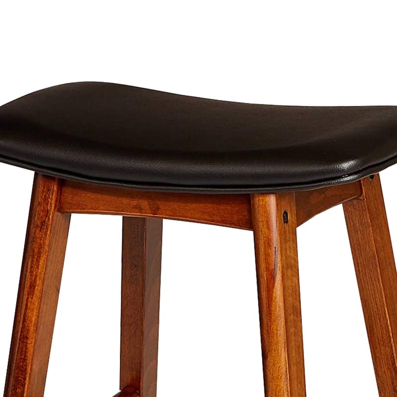 Wooden Counter Height Stool In Black And Brown