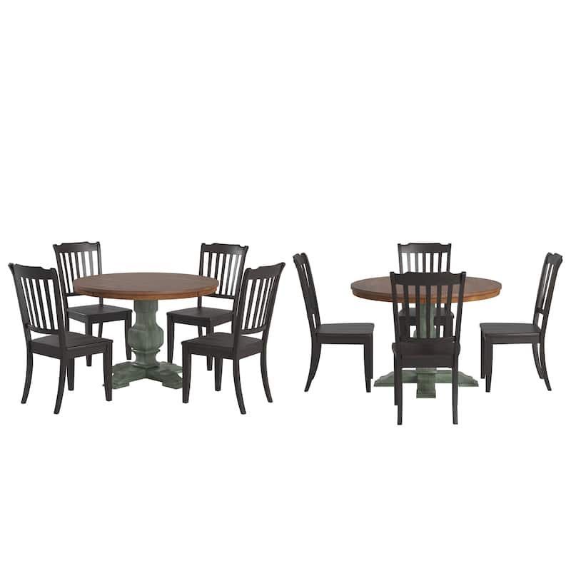 Ronda 45" Round Solid Wood Top Dining Set with Spindle Back Chairs