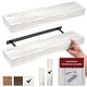 preview thumbnail 1 of 7, American Art Decor Rustic Whitewashed Wood Floating Wall Shelf - Large White