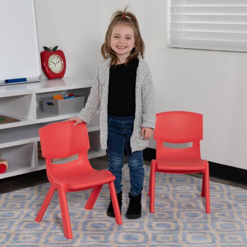 2 Pack Plastic Stackable Preschool Chair with 10.5" Seat Height - 14"D x 12.5"W x 20"H