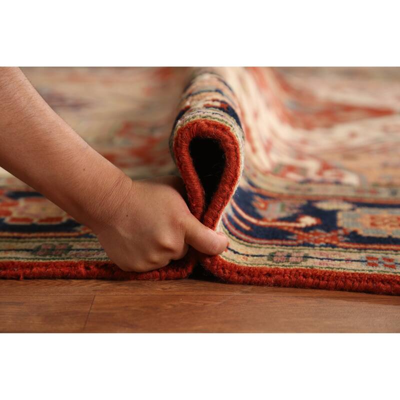 Medallion Heriz Serapi Indian Rug Hand-Knotted Oriental Wool Carpet - 7'11" x 9'9"