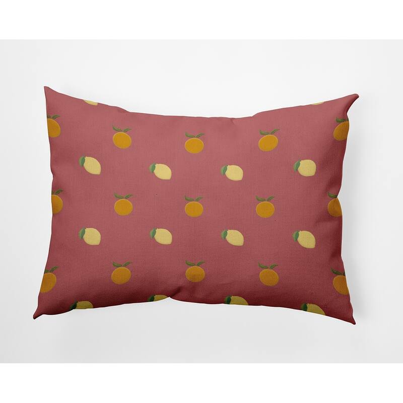 Oranges and Lemons Pattern Decorative Throw Pillow - 14" x 20" - Bright Mauve